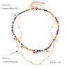 2021 Bohemian Multilayer Bead Daisy Flower Necklace For Women Rainbow Summer Statement Necklace Girl Party Jewelry Gifts