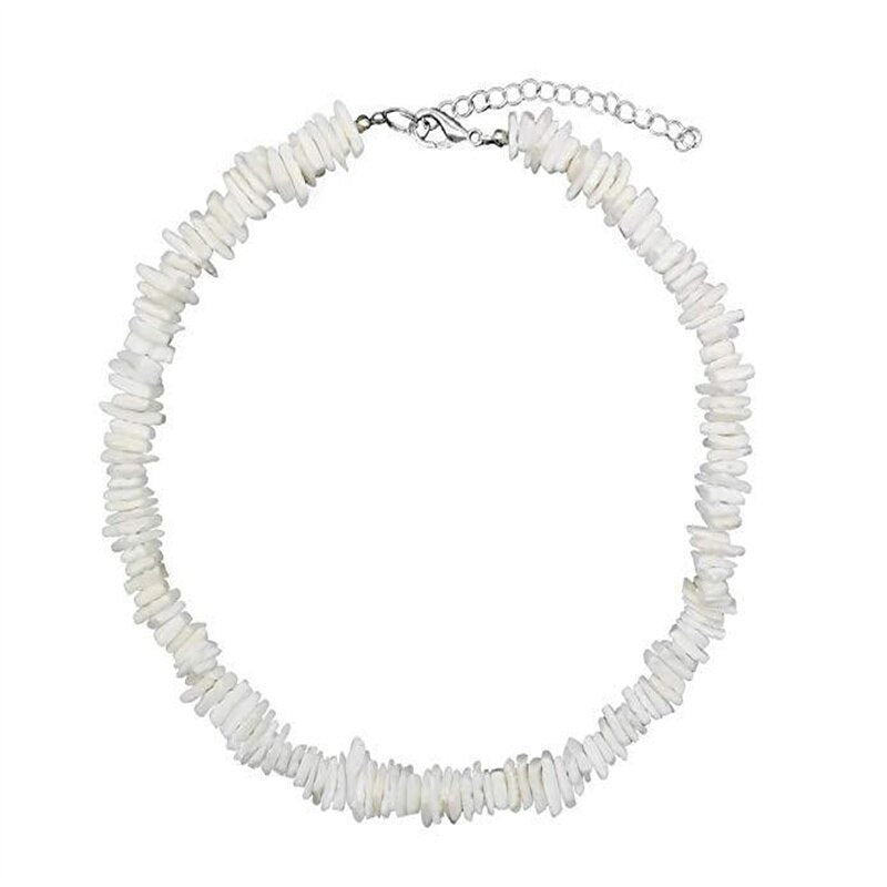 2022 Bohemian Natural Puka Shell White Color Irregular  Chip  Choker Necklace For Women Men Collares De Moda Kolye Sale