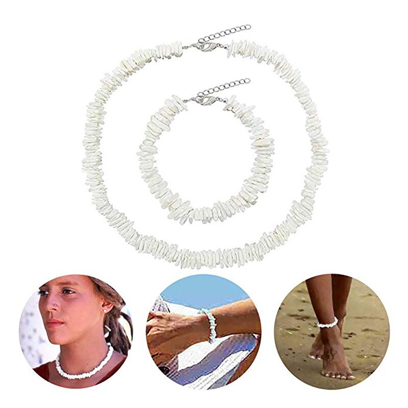 2022 Bohemian Natural Puka Shell White Color Irregular  Chip  Choker Necklace For Women Men Collares De Moda Kolye Sale
