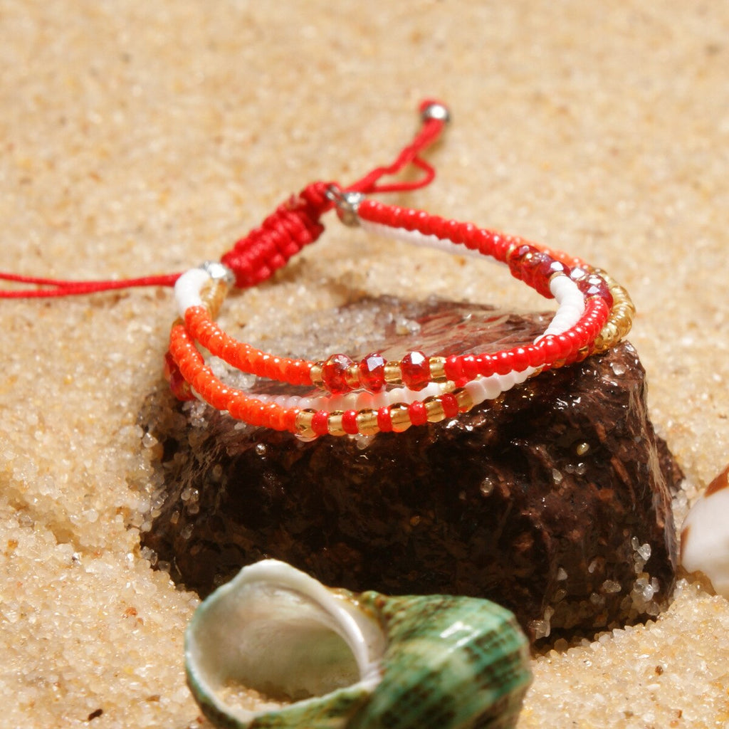 2021 Bohemian Seed Bead Charm Bracelet Set  Design  Selling Ethnic Style Beach Bead Elastic Stretch Bracelet for Women