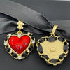 2021 Brand Jewelry Women Black Leather Chain Red White Heart Pendants Choker  Brand Short Gold Chain Party Jewelry