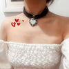2021 Brand Jewelry Women Black Leather Chain Red White Heart Pendants Choker  Brand Short Gold Chain Party Jewelry