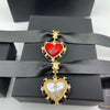 2021 Brand Jewelry Women Black Leather Chain Red White Heart Pendants Choker  Brand Short Gold Chain Party Jewelry