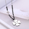 2022 Clover Pendant Necklace for Women Black Crystal Chain Stainless Steel Necklace Heart Choker Jewelry Gifts for Year 2022