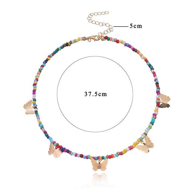 2022 Colorful Daisy Flowers Beaded Necklace Charm Statement Short Choker Necklace for Women Korea Summer Jewelry