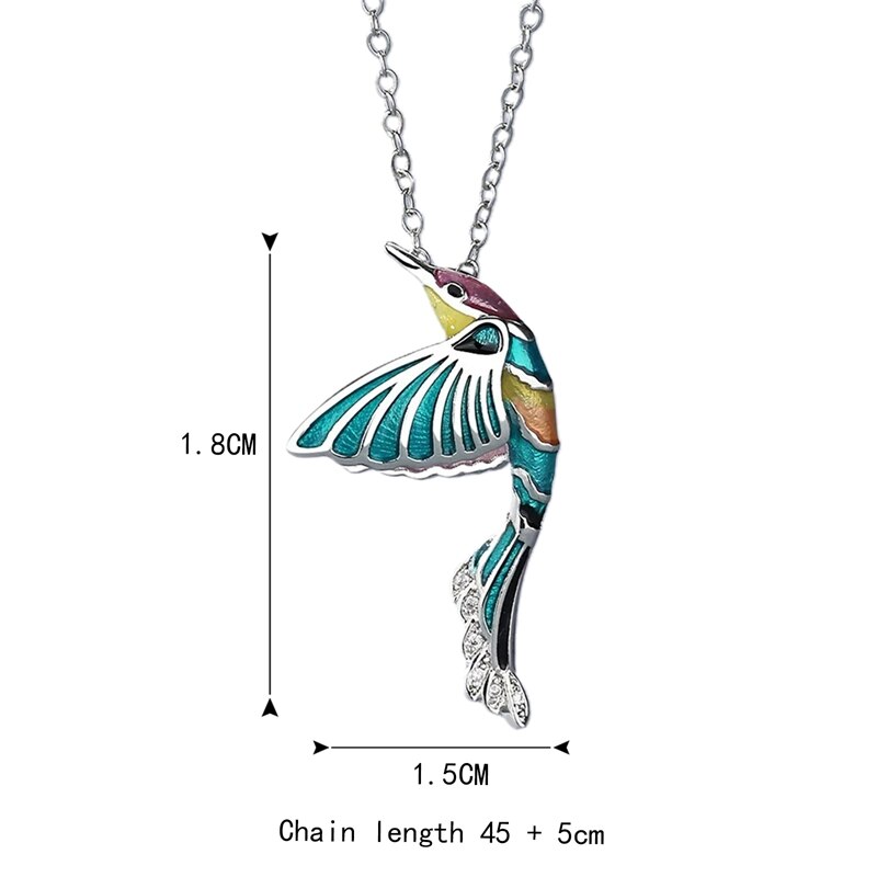 2021 Creative Hummingbird Pendant Necklace Color Epoxy Jewelry Bird Clavicle Chain Women&#39;s Necklace Hand Enamel