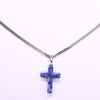 2022 Cross Stainless Steel Natural Stone Lapis Lazuli Statement Necklace Women Silver Color Necklaces jewelry gargantilla N20224
