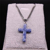 2022 Cross Stainless Steel Natural Stone Lapis Lazuli Statement Necklace Women Silver Color Necklaces jewelry gargantilla N20224