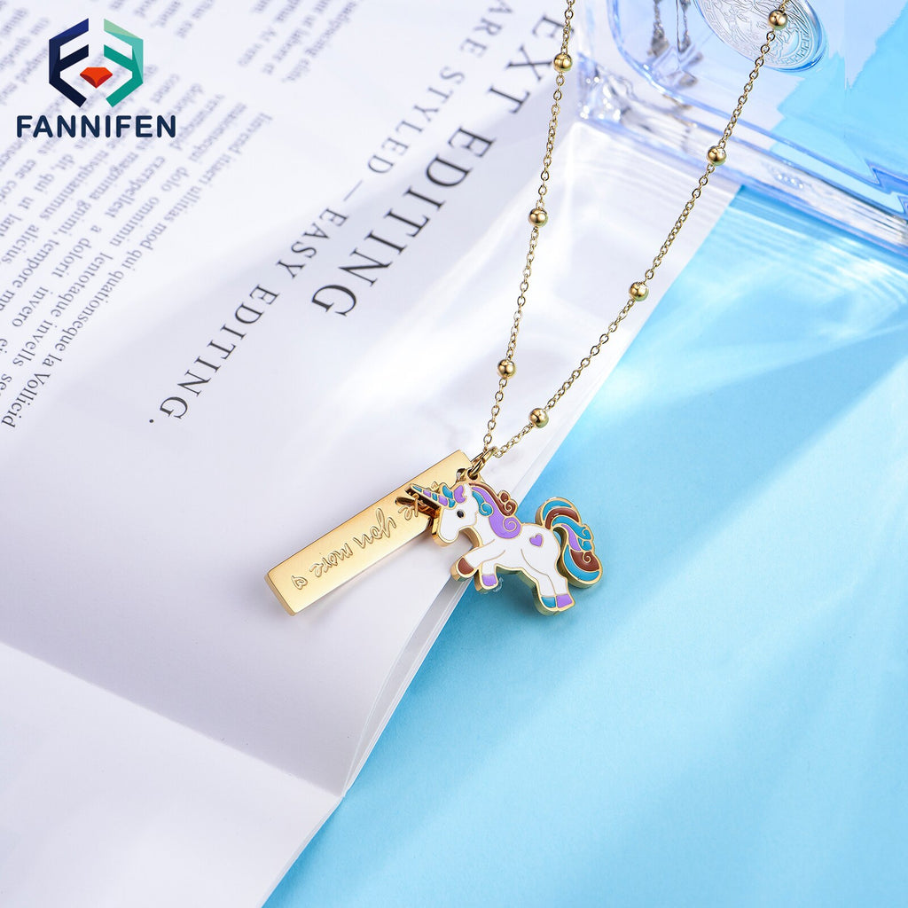 2021 Cute Unicorn Stainless Steel Jewelry Necklace For Ladies And Girls Animal Decoration Kit Gift Wedding Party