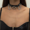 2021 Designed Hip Hop Rock Dominatrix Style Tassel Metal Chain Rivet Geometric Pu Black Chokers