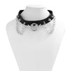 2021 Designed Hip Hop Rock Dominatrix Style Tassel Metal Chain Rivet Geometric Pu Black Chokers