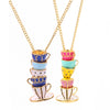 2021 Enamel Tea Cup Pendant Necklace for Women Aesthetic Colourful Sweater Long Neck Chain One Piece Accessories Jewelry Gift