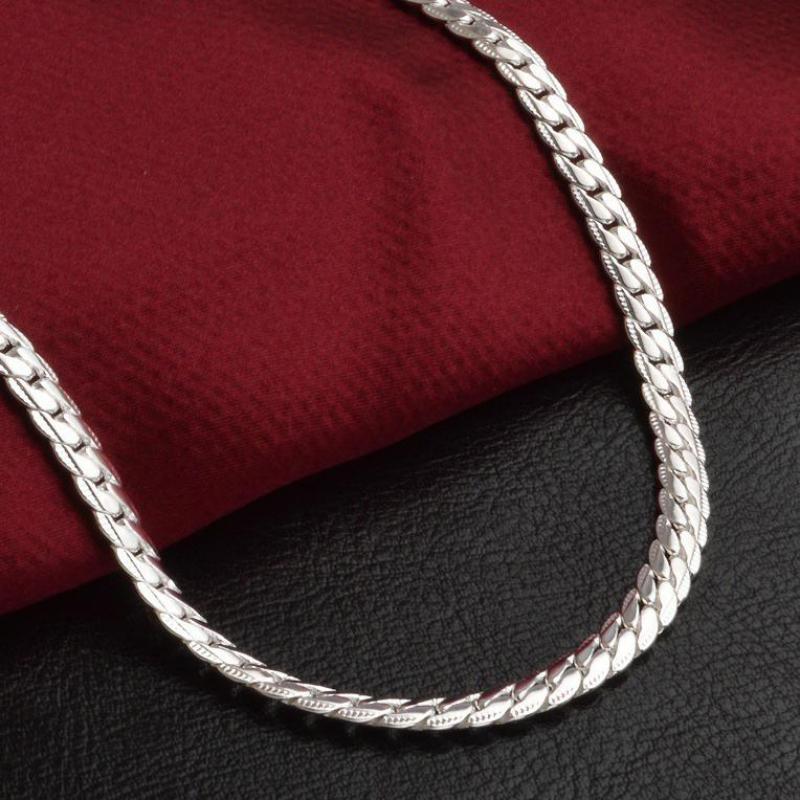 2021 European And American Men's 5mm Thick Necklace Silver-plated Horsewhip Local Tyrant Gold Chain Hip Hop Foreign Jewel