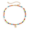 2021 European and American Trend Handmade Beaded Smiley Necklace Simple Rice Beads Star Mix and Match Jewelry Necklaces
