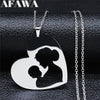 2022 Family Heart Mom Boy Stainless Steel Son Mum Silver Color Chain Necklace for Women Jewelry bijoux femme N4152S01