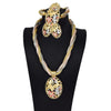 2021 African Nigerian Ring Pendant Bracelet Jewelry Charm Necklace Earrings Dubai Gold Sets for Women Wedding Bridal