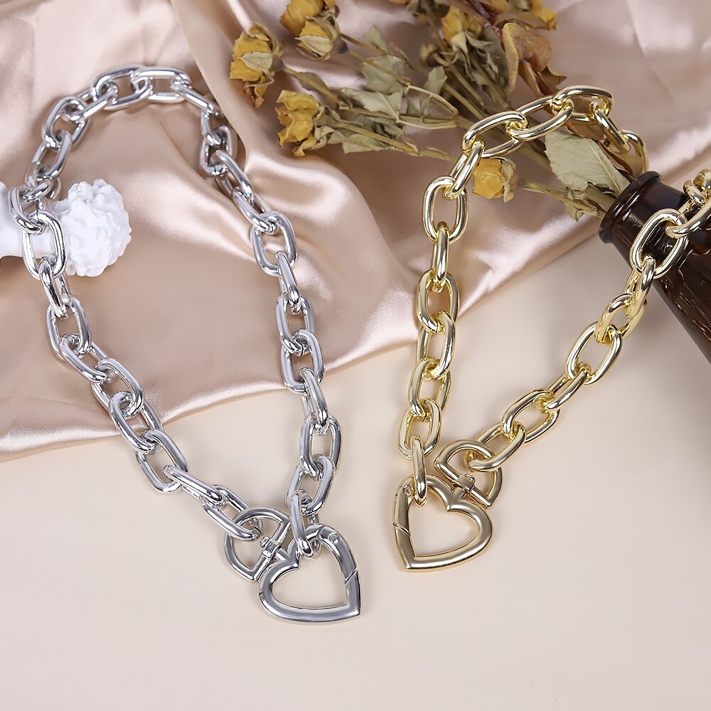 2021 Big Necklace for Women Twist Gold Color Chunky Thick Lock Choker Chain Necklaces Party Punk Jewelry