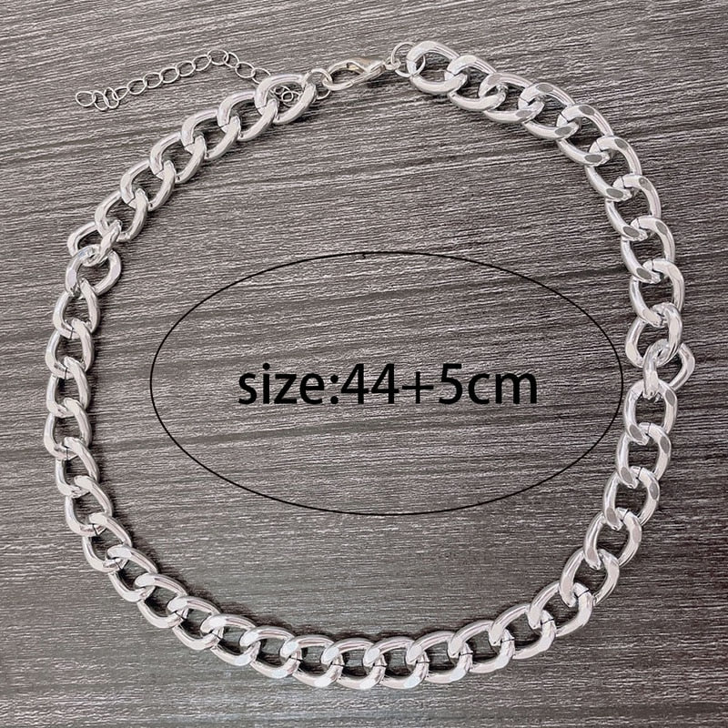 2022 Big Necklace for Women Twist Gold Silver Color Chunky Thick Lock Choker Chain Necklaces Party Jewelry