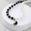 2021 Black White Pearl Bead Choker Collar for women men Yin Yang Taichi Pendant Necklace Punk Hip Hop Neck Chain Jewelry