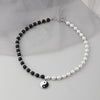 2021 Black White Pearl Bead Choker Collar for women men Yin Yang Taichi Pendant Necklace Punk Hip Hop Neck Chain Jewelry