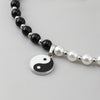 2021 Black White Pearl Bead Choker Collar for women men Yin Yang Taichi Pendant Necklace Punk Hip Hop Neck Chain Jewelry