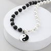 2021 Black White Pearl Bead Choker Collar for women men Yin Yang Taichi Pendant Necklace Punk Hip Hop Neck Chain Jewelry