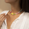 2021 Colorful Geometric Beads Alphabet Dice Smiley Hip Hop Multilayer Necklace For Women Boho Choker Necklaces Jewelry
