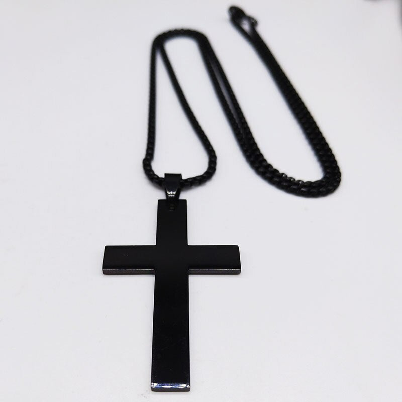 2022 Cross Stainless Steel Necklace for Men Black Color Choker Necklace Jewelry acero inoxidable N4539S02