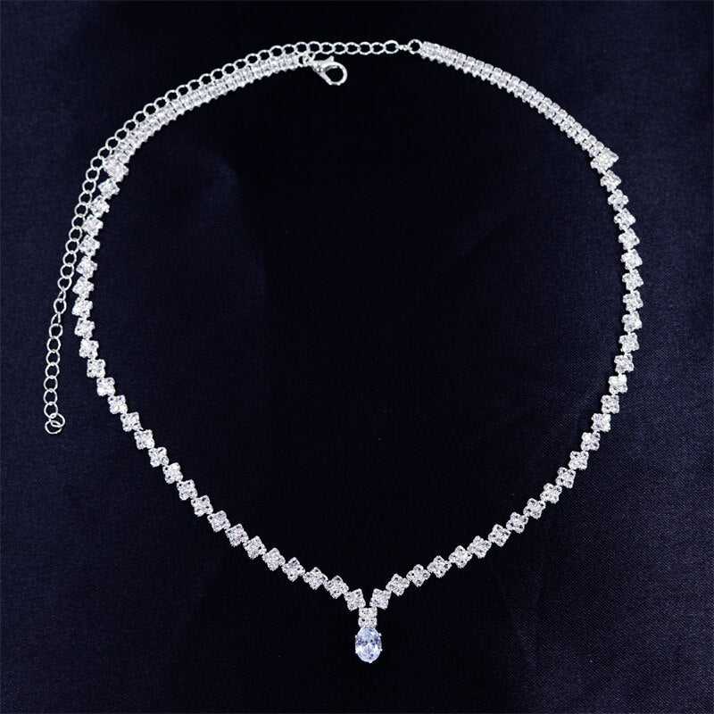 2021 Dazzling Crystal Choker Necklace Rhinestone Chain Silver Color Simple Clavicle Necklace Korean Jewelry