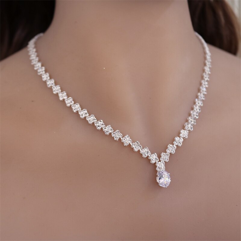 2021 Dazzling Crystal Choker Necklace Rhinestone Chain Silver Color Simple Clavicle Necklace Korean Jewelry