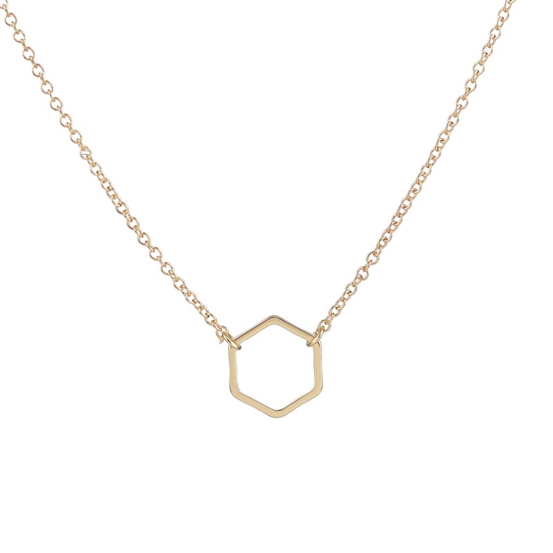 2022 Geometric Hexagon Plain Long Chain Jewelry Necklace Simple Cute Geometric Necklaces for Women Party Necklaces -N142