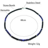 2021 Men Necklace 6mm Natural Tiger eyes Matte Lapis Lazuli Stone Braslet Strand Choker Necklace For Him Accessories