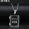 2022 Moon Sun Pentagram Stainless Steel WITCH Necklace for Women/Men Witchcraft Book Necklace Jewelry joyas N1906S02