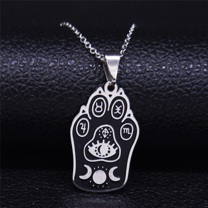 2022 Moon Sun Pentagram Stainless Steel WITCH Necklace for Women/Men Witchcraft Book Necklace Jewelry joyas N1906S02