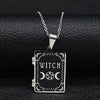 2022 Moon Sun Pentagram Stainless Steel WITCH Necklace for Women/Men Witchcraft Book Necklace Jewelry joyas N1906S02