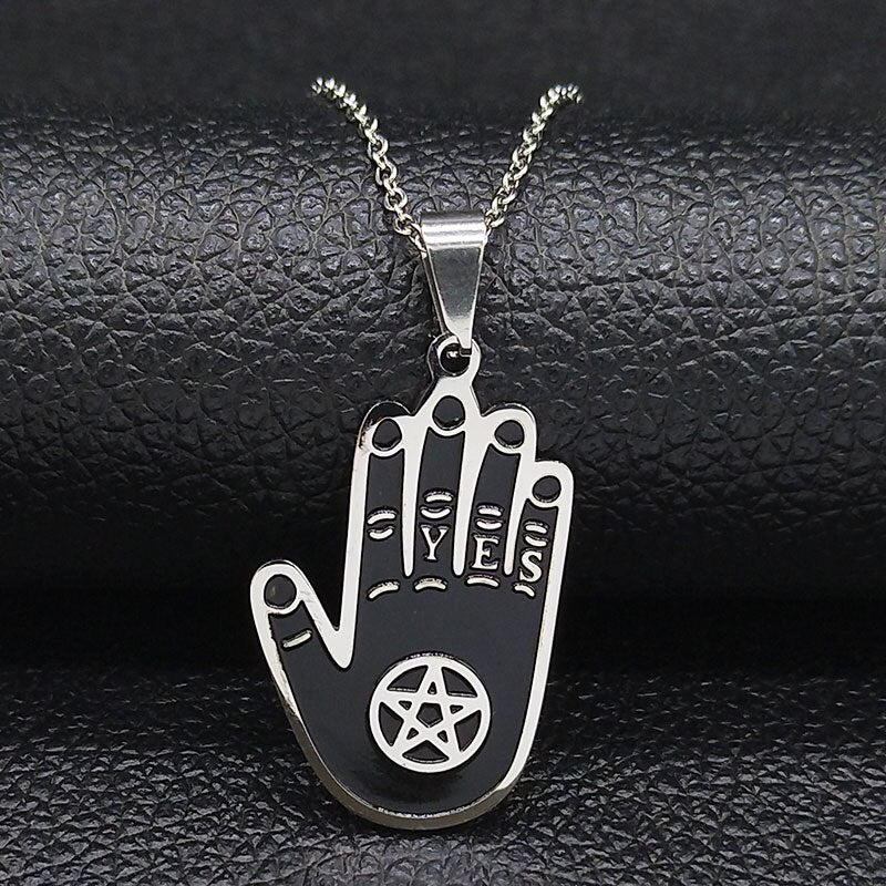2022 Moon Sun Pentagram Stainless Steel WITCH Necklace for Women/Men Witchcraft Book Necklace Jewelry joyas N1906S02