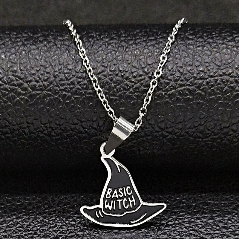 2022 Moon Sun Pentagram Stainless Steel WITCH Necklace for Women/Men Witchcraft Book Necklace Jewelry joyas N1906S02