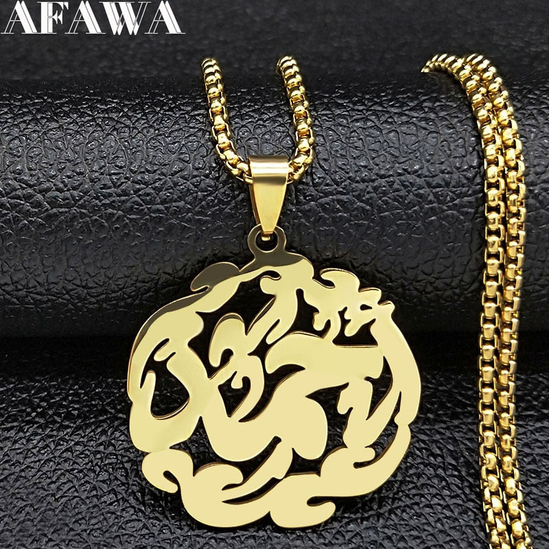 2022 Muslim Allah Loran Stainless Steel Chain Necklace Women Gold Color Islam Necklaces Jewelry colgante mujer N1135S02