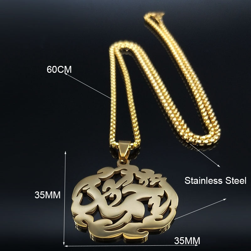 2022 Muslim Allah Loran Stainless Steel Chain Necklace Women Gold Color Islam Necklaces Jewelry colgante mujer N1135S02