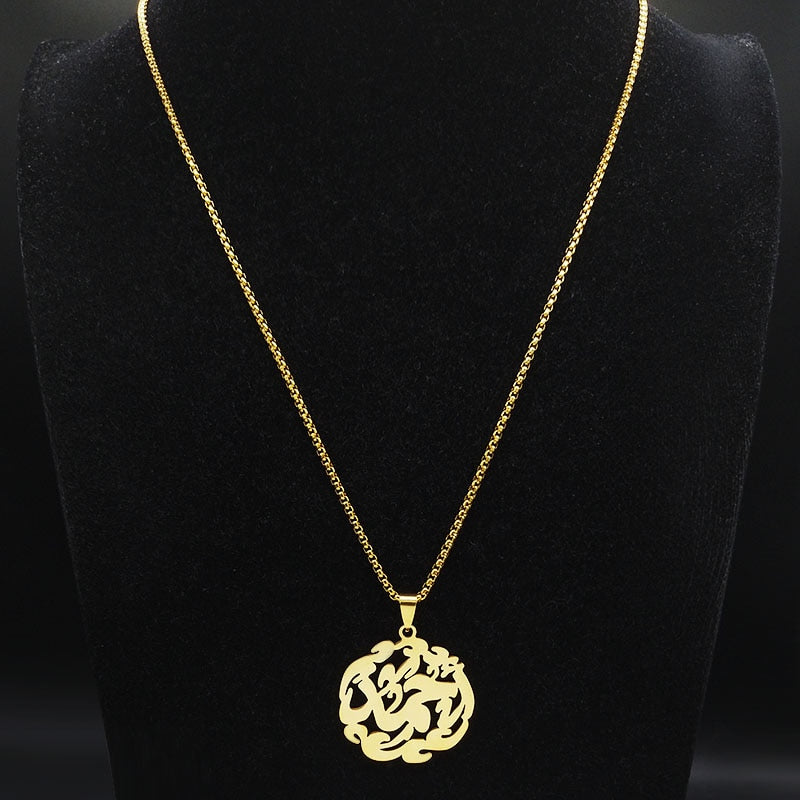 2022 Muslim Allah Loran Stainless Steel Chain Necklace Women Gold Color Islam Necklaces Jewelry colgante mujer N1135S02