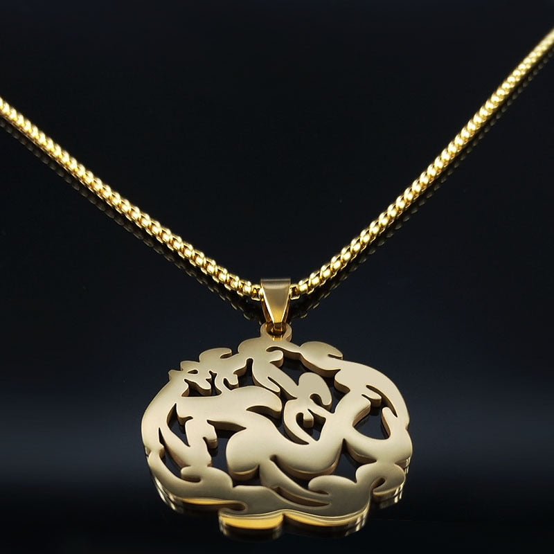 2022 Muslim Allah Loran Stainless Steel Chain Necklace Women Gold Color Islam Necklaces Jewelry colgante mujer N1135S02