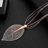 2022 Rose Gold Color Necklace For Women Necklaces & Pendants Sweater Chain Big Leaves Pendant Statement Jewelry Gift