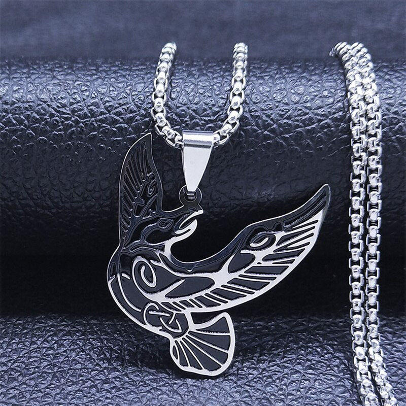 2022 Phoenix Stainless Steel Chain Necklace for Women Silver Color Statement Necklace Jewelry colgante mujer N4026S02