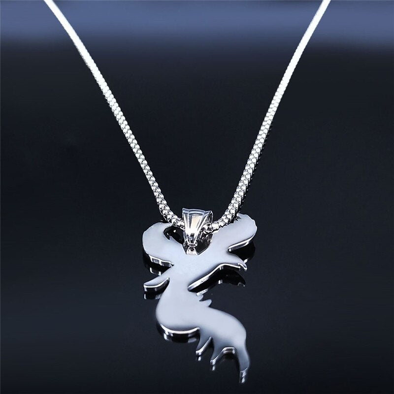 2022 Phoenix Stainless Steel Chain Necklace for Women Silver Color Statement Necklace Jewelry colgante mujer N4026S02