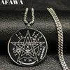 2022 Stainless Steel Chains Necklaces for Men Black Wicca Pentagram Choker Necklace Jewelry pingente masculino N729S02