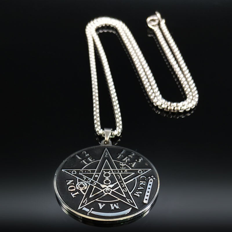 2022 Stainless Steel Chains Necklaces for Men Black Wicca Pentagram Choker Necklace Jewelry pingente masculino N729S02