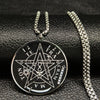 2022 Stainless Steel Chains Necklaces for Men Black Wicca Pentagram Choker Necklace Jewelry pingente masculino N729S02