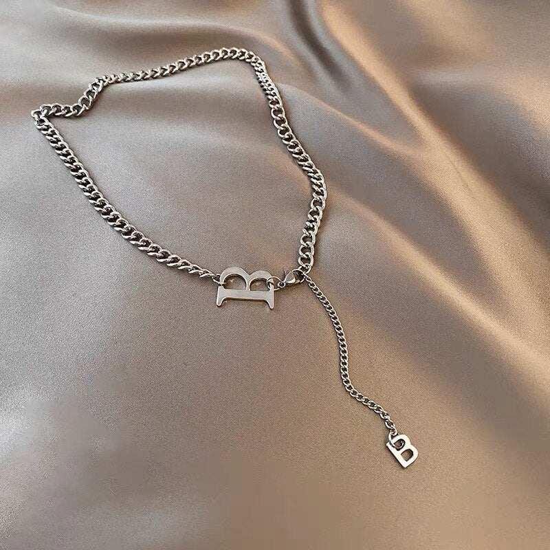 2021 Titanium Steel Letter B Hip Hop Necklace Pendant Necklace For Women Metal Clavicle Chain Necklace Fine Jewelry New