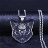 2022 Witchcraft Eyes Cat Stainless Steel Necklace for Women/Men Silver Color Statement Necklace Jewelry cadena N4080S02