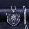 2022 Witchcraft Eyes Cat Stainless Steel Necklace for Women/Men Silver Color Statement Necklace Jewelry cadena N4080S02